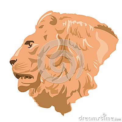 Big monumental profile of lion head Vector Illustration